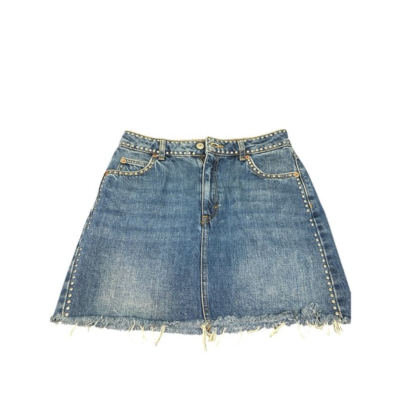 Topshop Dresses & Skirts - TOPSHOP MOTO Womens Mini Studded Denim Skirt Size 6‎ Y2K
